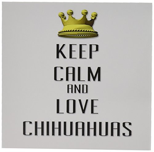 3dRose Gold Crown Keep Calm & Love Chihuahuas Greeting Cards, 6" x 6", Set of 12 (gc_120989_2)