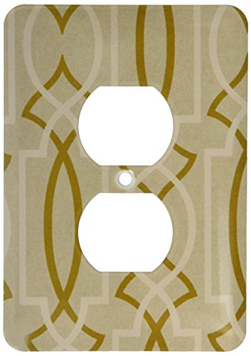 3dRose lsp_100610_6 Gold N Beige Geometric Art Deco Design 2 Plug Outlet Cover