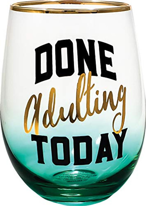 Spoontiques 21708 Done Adulting Today Stemless Glass, 20 ounces, Teal