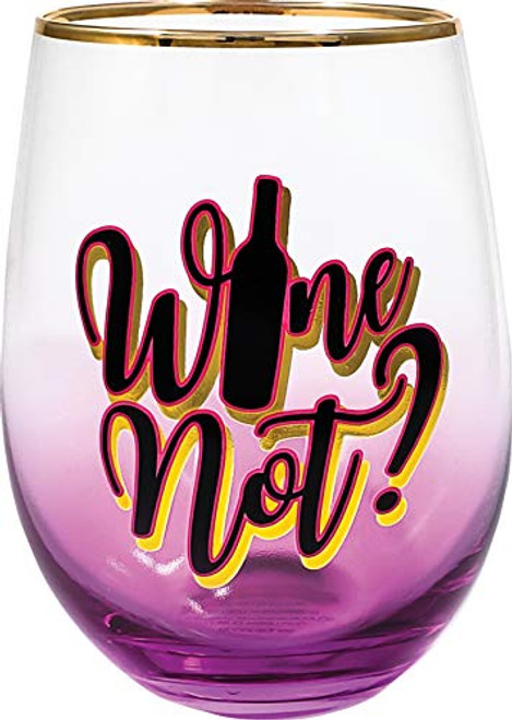 Spoontiques 21709 Wine Not Stemless Glass, 20 ounces, Purple