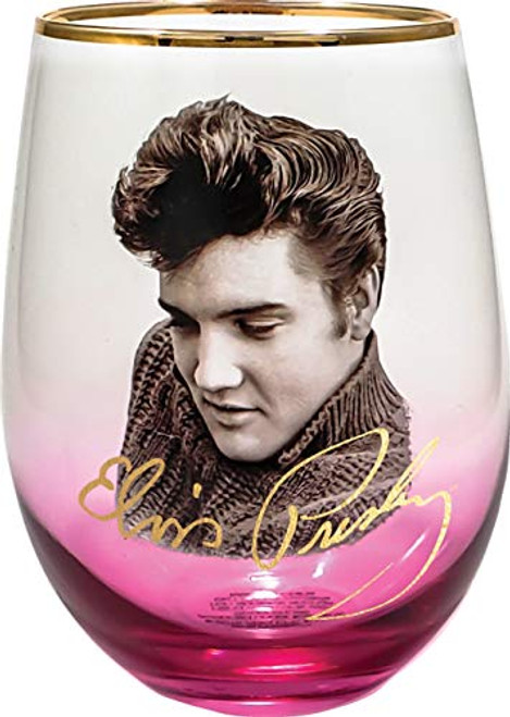 Spoontiques 21705 Elvis Stemless Glass, 20 ounces, Pink