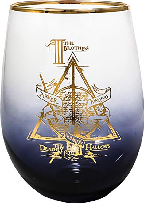 Spoontiques 21701 Deathly Hallows Stemless Glass, 20 ounces, Black