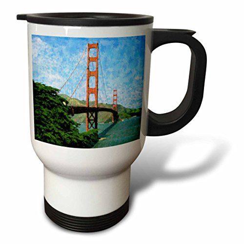 3dRose Golden Gate Bridge Impressionism Stainless Steel Travel Mug, 14-Ounce