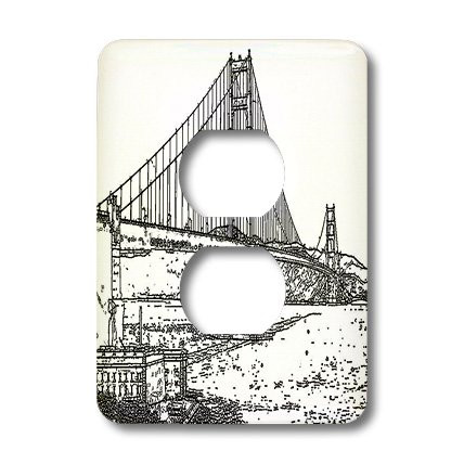 3dRose LLC lsp_21693_6 Golden Gate Bridge San Francisco Line Art 2 Plug Outlet Cover