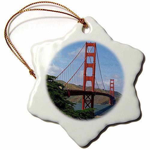 Sandy Mertens Golden Gate Bridge San Francisco Snowflake Porcelain Ornament, 3-Inch
