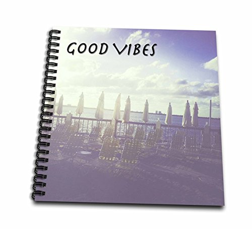 3dRose db_164013_1 Good Vibes Expression, Sea Side Deck, Ocean View, Blue, White, Purple-Drawing Book, 8 by 8-Inch