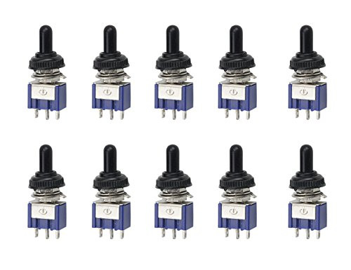 WGCD 10Pcs AC 125V 6A On/Off/On SPDT 3 Position 3 Pins Toggle Switch with Waterproof Cover