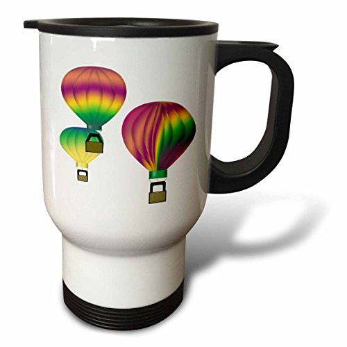 3dRose Graphic Design, Colorful Hot Air Balloons, Stainless Steel Travel Mug, 14-Oz