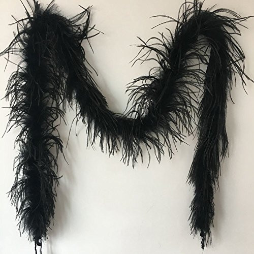 Sowder 72inch Length 1ply Ostrich Feather Boa for Wedding/Party Decoration, Feather Scraf(Black)