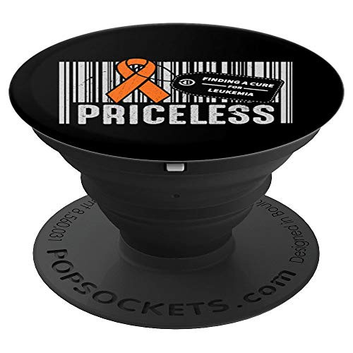 Priceless Barcode Leukemia Cancer Awareness Ribbon Gifts PopSockets Grip and Stand for Phones and Tablets
