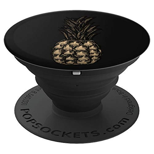 Pineapple Graphic Fruit Tropical Black Matte PopSockets Grip and Stand for Phones and Tablets