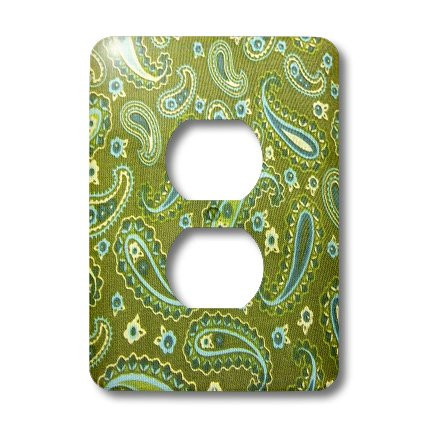 3dRose lsp_43780_6 Green N Aqua Paisley Pattern 2 Plug Outlet Cover