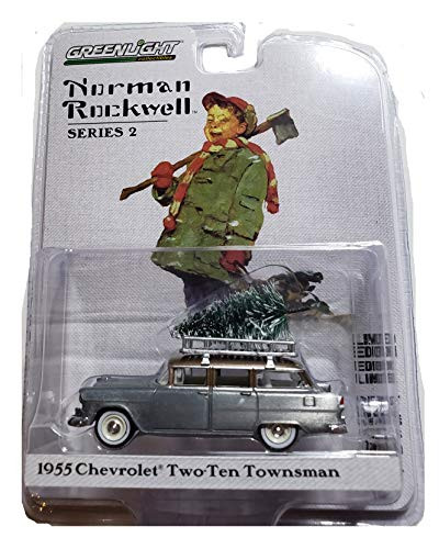 Green Machine 54020-B Norman Rockwell Series 2-1955 Chevrolet Two-Ten Townsman with Christmas Tree Accessory 1:64 Scale V Chase Bare Metal