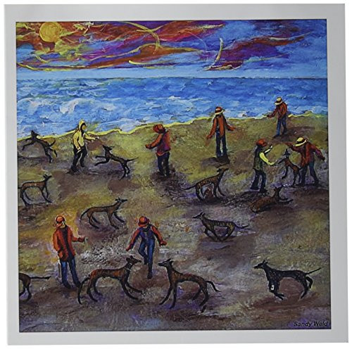 3dRose Greyhounds at Sunrise, gathering to play - Greeting Cards, 6 x 6 inches, set of 6 (gc_66351_1)