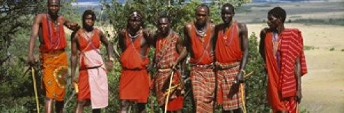 Posterazzi Group People Standing Poster Print by side Maasai Mara National Reserve Kenya (18 x 6)