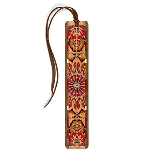 Mitercraft Kaleidoscope - Handmade Wooden Bookmark with Suede Tassel - Search B079J6MLKM to See Personalized Version.