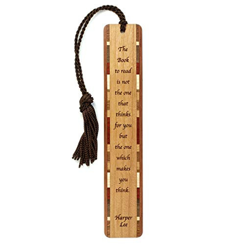Harper Lee The Book to Read Quote Engraved Wooden Bookmark with Tassel - Search B0727NPR4L for Personalized Version.