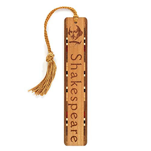 William Shakespeare Poet - Playwright Portrait and Name, Engraved Wooden Bookmark with Tassel - Search B073473DSY for Personalized Version