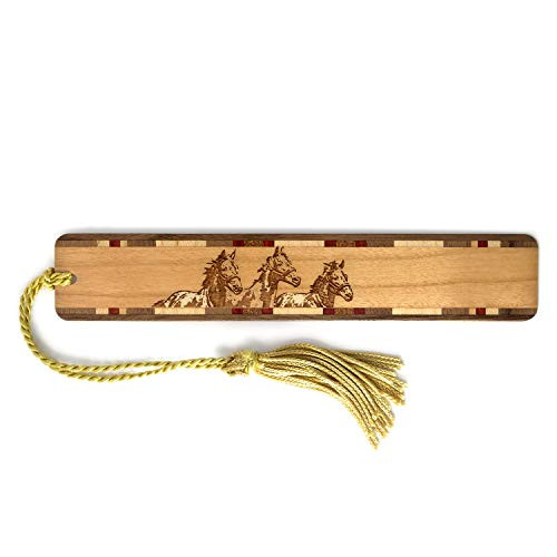 Horses Engraved Wooden Bookmark with Tassel - Search B071GS9Z3Z for Personalized version.