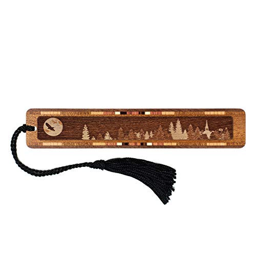 Raven with Moon Engraved Wooden Bookmark with Tassel - Search B07192SNGN for Personalized Version