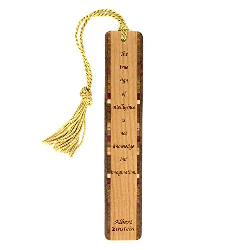 Albert Einstein Imagination Quote Engraved Wooden Bookmark with Tassel - Search B081VVXN4F for Personalized Version