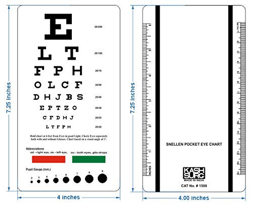 KSIPL Snellen Pocket Eye Chart with Red Green Lines and Scale