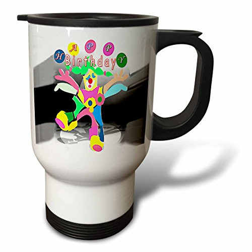 3dRose Happy Birthday Clown Around Stainless Steel Travel Mug, 14-Ounce 3dRose Happy Birthday Clown Around Stainless Steel Travel Mug, 14-Ounce
