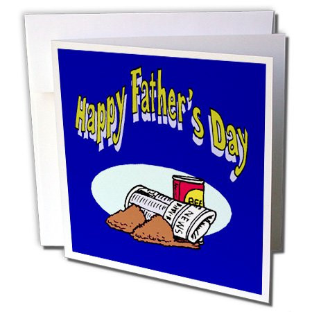3dRose Happy Fathers Day with Newpaper, Slippers and Beer - Greeting Cards, 6 x 6 inches, set of 12 (gc_50751_2)