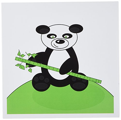 3dRose Happy Panda Bear with Bamboo - Greeting Cards, 6 x 6 inches, set of 12 (gc_6328_2)