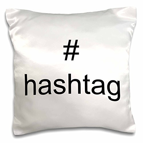 3dRose pc_192440_1# Hashtag, Black Hashtag Symbol on White Background Pillow Case, 16 x 16