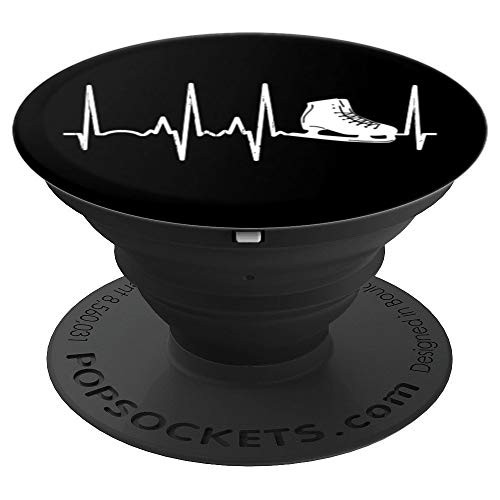 Ice Skater Figure Skating Gift Heartbeat Line Figure Skate PopSockets Grip and Stand for Phones and Tablets
