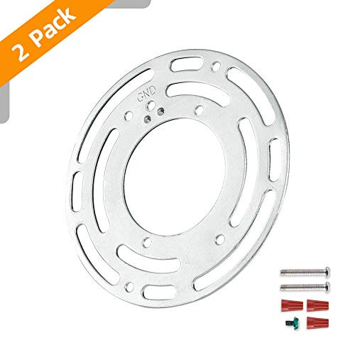 ZOOSSI 4 Inches Diameter Universal Light Fixture Crossbar, 2 Pack Circle Mounting Bracket, Iron Crossbar Plate with Ground Screw for Mount Wall Light, Vintage Close to Ceiling Light, Chandelier