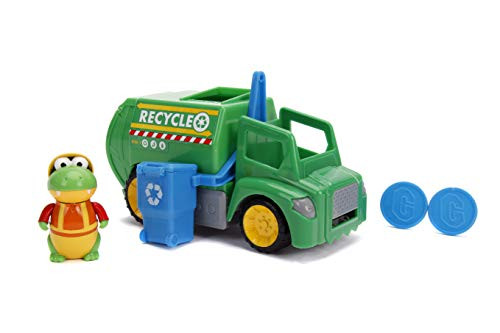 Jada Toys Ryan's World Recycling Truck with Gus The Gummy Gator Figure, 6" Feature Vehicle Green