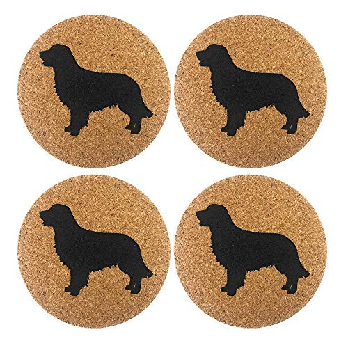 Golden Retriever Gift Dog Cork 4 Pack Drink Coasters Set -Kitchen Bar Table Decor - Perfect Decoration for Puppy Dog Lovers