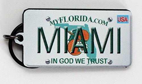 Miami Florida License Plate Acrylic Keychain 2.5" x 1.5"