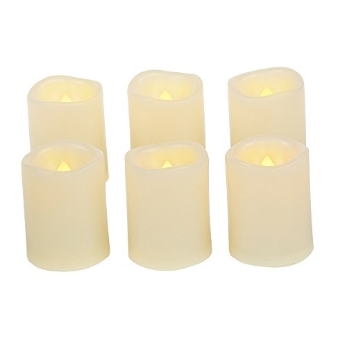 Flameless LED Votive Candles with Timer - Realistic Flickering Battery Operated Powered Electric Votives by Qidea, Size 1.5"(D) x2"(H), 6-Pack, Long Lasting Batteries Included