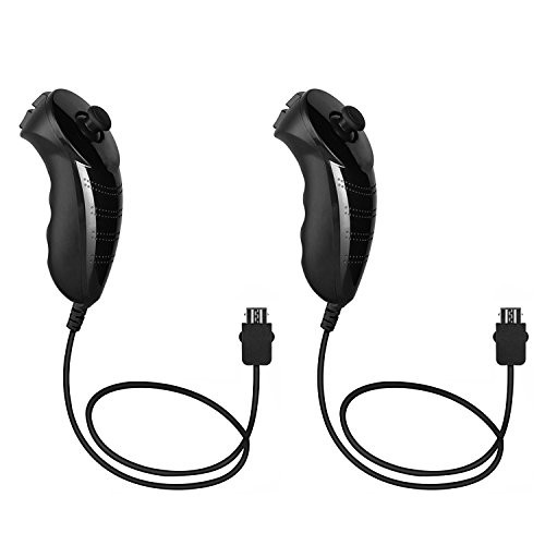 LinkStyle 2Packs Nunchuk Nunchuck Controller Remote Video Game for Nintendo Wii Wii U Console