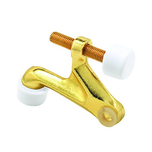 Prime-Line U 9026-2 Door Stop, Hinge Pin Type, Heavy Duty, Polished Brass Plated, Pack of 2