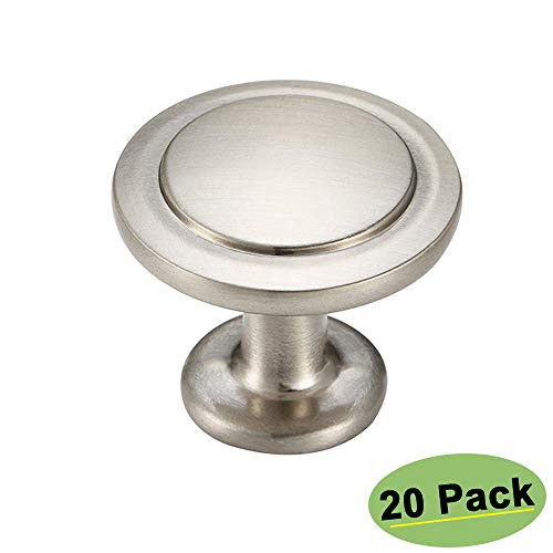 homdiy Drawer Knobs Brushed Nickel Round Knobs 20 Pack - HD0320SNB Cabinet Door Knobs Drawer Pulls and knobs Brushed Nickel Cabinet Knobs