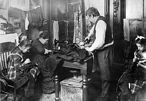 Home Industry 1900 Nan Immigrant Family Doing Garment Piecework In Their New York City Tenement Home On The Lower East Side C1900 Poster Print by (18 x 24)