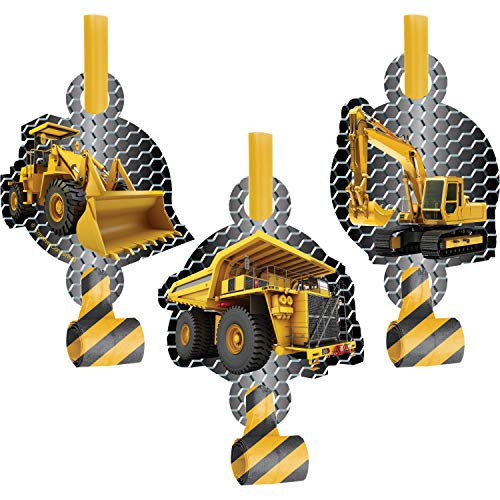 Birthday Zone Construction Party Blowers, 24 ct