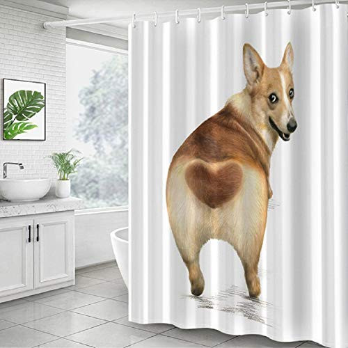 Hoomall Shower Curtain, Love Keji White 71x71 Inch Shower Curtain Decorative Bath Curtain Durable with Hooks Fabric Waterproof Muilt Function (71x71 inches, B5-Keji White)