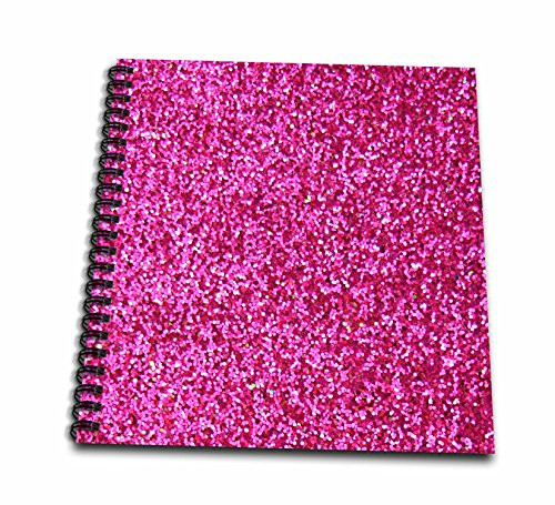 3dRose LLC db_112888_1 Drawing Book, 8 by 8-Inch, Hot Pink Faux Glitter-Photo of Glittery Texture-Girly Trendy-Glamorous Sparkly Bling Effect