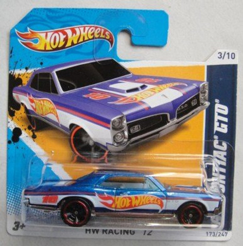 Hot Wheels 1:64 Scale 2012 Racing, Blue '67 Pontiac GTO 3/10 Short Card Hot Wheels 1:64 Scale 2012 Racing, Blue '67 Pontiac GTO 3/10 Short Card