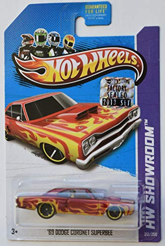 Hot Wheels 1:64 Scale die cast Showroom, red with Flames '69 Dodge Coronet Superbee 212/250