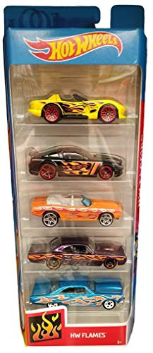 Hot Wheels 2019 HW Flames 5-Pack (Dodge Viper RT/10, Ford Mustang, '69 Camaro Convertible '69 Dodge Coronet Super Bee, and a '66 Ford 427 Fairlane)