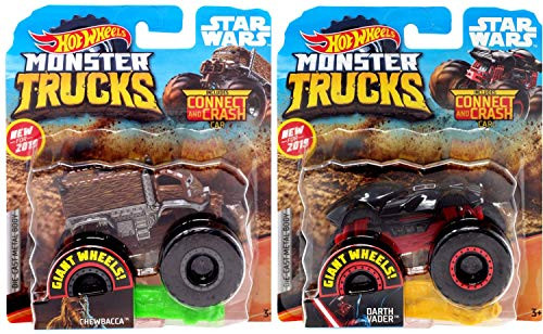 Hot Wheels Monster Trucks Chewbacca vs Darth Vader 1:64 Connect and Crash 2 Truck Bundle Hot Wheels Monster Trucks Chewbacca vs Darth Vader 1:64 Connect and Crash 2 Truck Bundle
