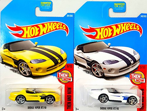 Hot Wheels Then and Now Dodge Viper RT/10 Yellow and White Bundle Set