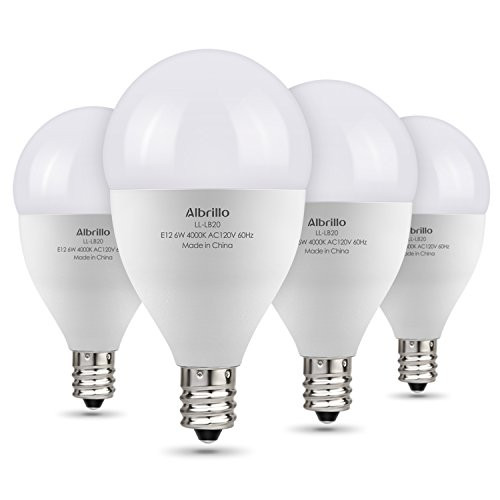 Albrillo E12 LED Bulb, LED Candelabra Bulb 60W Equivalent, Natural White 4000K Candle Base LED Chandelier Light Bulbs, Non-Dimmable LED Lamp, 4 Pack