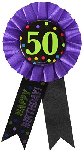 amscan 50th Birthday Award Ribbon, 6 Ct.